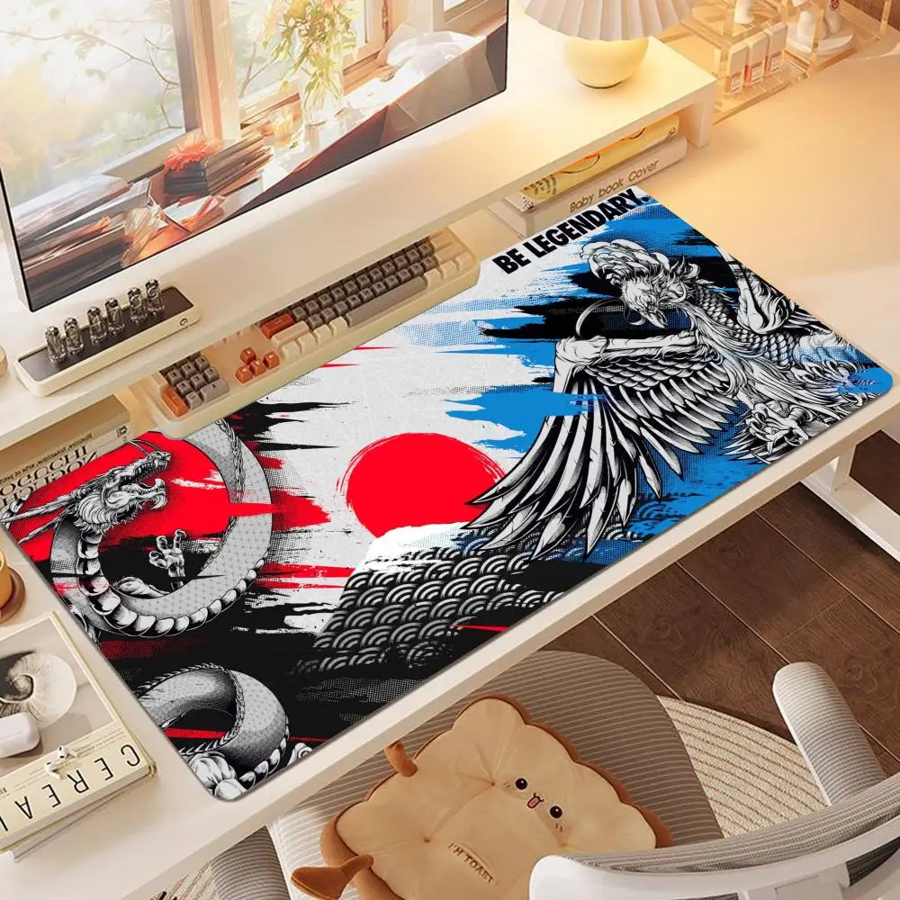 Mouse Pads Vintage Tiger Dragon Old Chinese Scroll Playmat Large Size For Laptop Office Desktop Table Mat