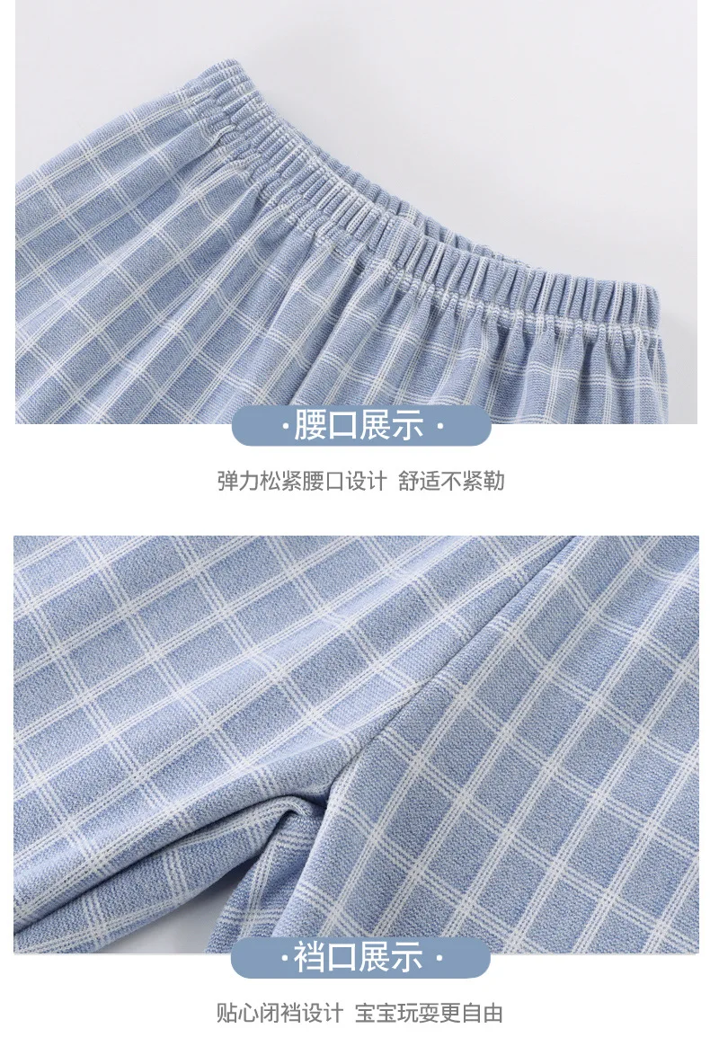 Langarm-Langhosen-Mädchen-Pyjama, kariertes Loungewear-Set, Herbst-Winter-Loungewear, dickes zweiteiliges Set, Pyjama mit Kragen für Kinder und Jungen – Detail 15