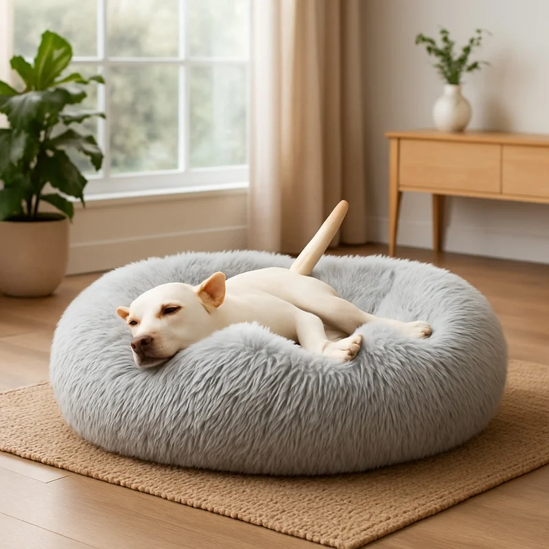 Cozy Washable Round Pet Bed Basket, Soft Plush Sofa for Small to Large Dogs and Cats, Ideal Winter Warmth