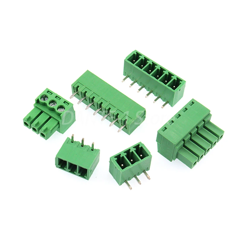 Block plug-in pcb blok terminal lurus pin + soket 2/3/4/5/6/7/8/10/12p