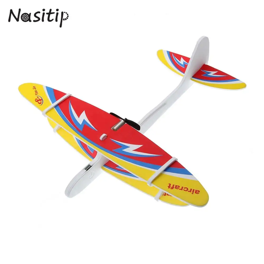 NASITIP DIY Biplane Glider Foam Powered Flying Plane Rechargeable Electric Aircraft Model Science Educational Toys for Children