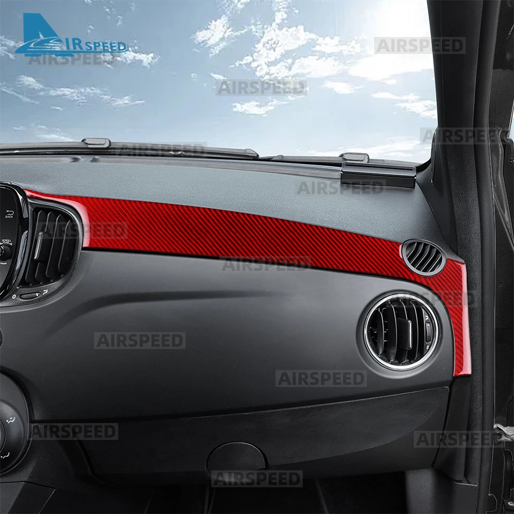 ملصق من ألياف الكربون الناعمة الحقيقية لشركة فيات 500 500C/Abarth 595 595C /695 695C 2016 2017 2018 2019 2020 2021 2022 2023 2024 500e 2016-2019 شريط أدوات السيارة