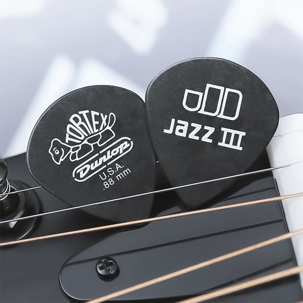 Dunlop Guitar Picks Tortex Pitch Black Jazz III 0.5-1.5mm Speed Plectrum Mediator 482 Electric Acoustic Accessories