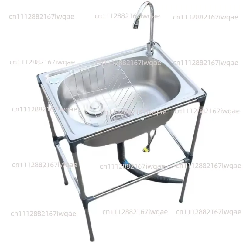 Simple Wash Basin Table Integrated Stainless Steel Face Wash Basin Shelf Bathroom  Movable Sink