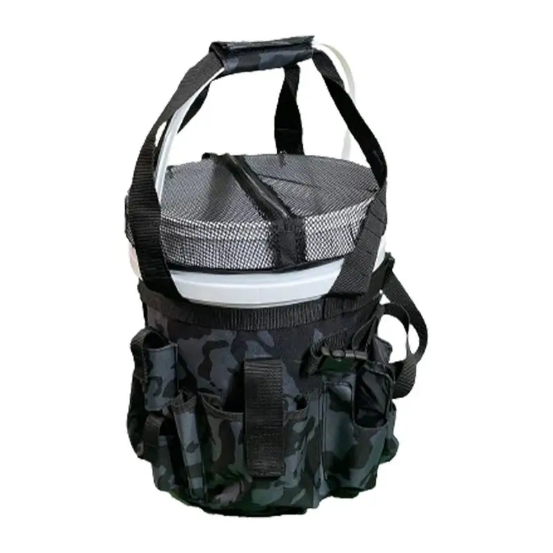 Fishing Tool Organizer Fishing Rod Bag Fishing Tackle Bag Rod & Plier Holder Fishing Bucket Tool Bag Multi-pocket Fishing