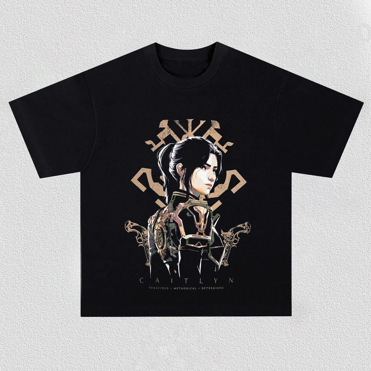 Arcane：League of Legends Caitlyn Kiramman Anime Printing T-shirt Men's Clothing Women's 2026 Summer High Quality Cotton T Shirt