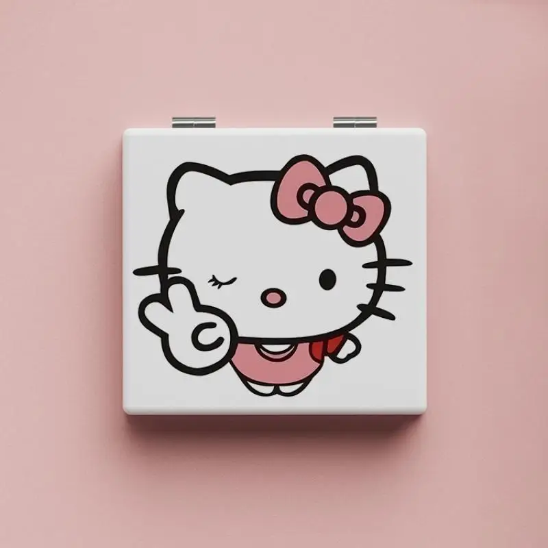 Espejo Kawaii Sanrio Hello Kitty para niña, espejo cosmético de dibujos animados, espejo de maquillaje para estudiantes, espejo portátil plegable, regalo de Festival