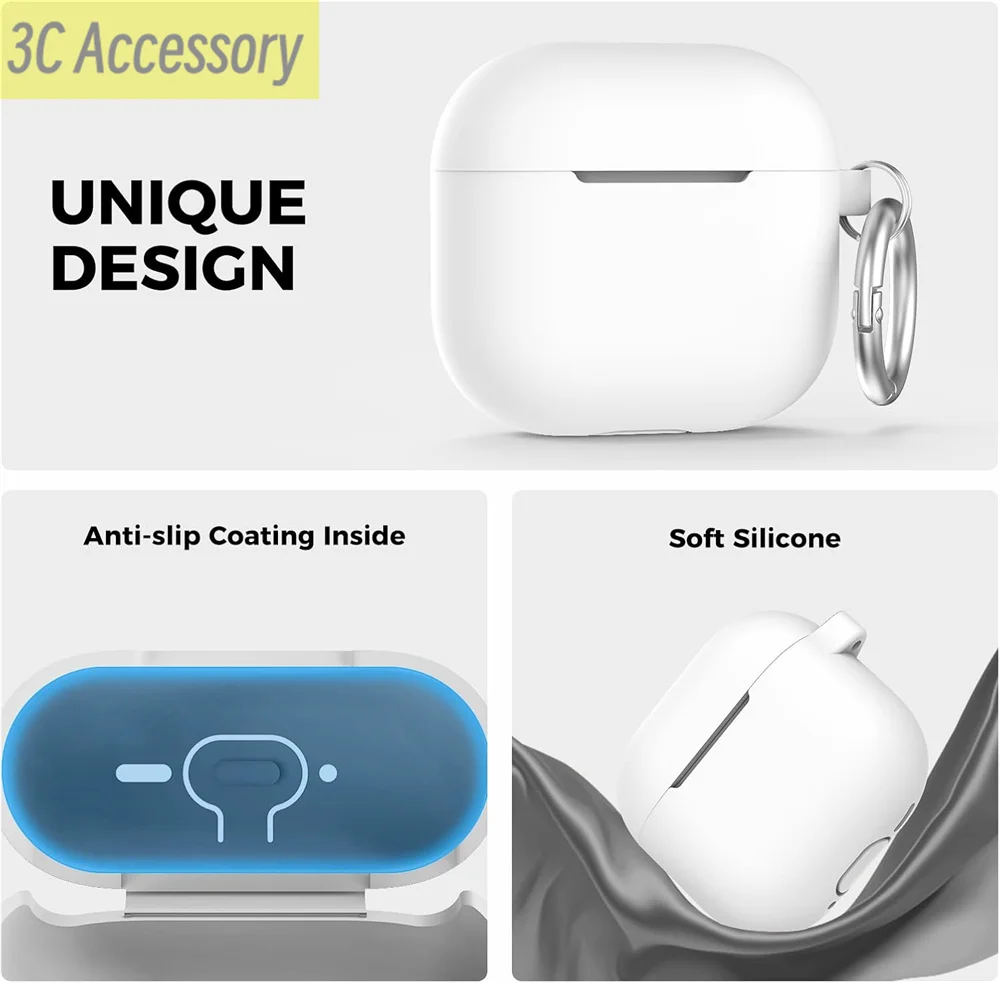 【3 en 1】Nuevo para Airpods 4ta generación funda de silicona suave para auriculares funda de silicona líquida de color sólido para auriculares Apple Air Pods 4