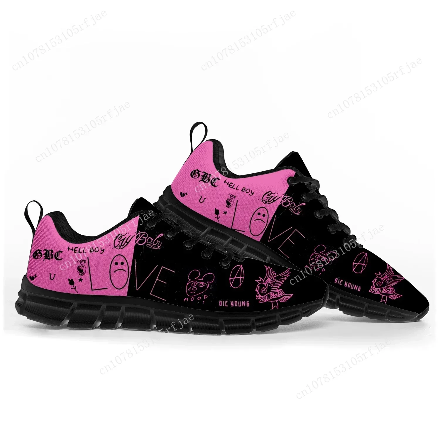 أحذية ليل بيب هيب هوب مغني الراب الرياضية للرجال والنساء أحذية رياضية كاجوال مخصصة للزوجين عالية المستوى باللون الوردي #4