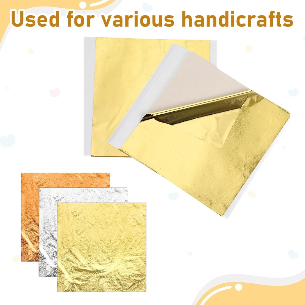150pcs Imitation Gold Sliver Copper Foil Paper DIY Resin Candle Plaster Craft Leaf Flake Gilding Sheets Art Nail Home Decoration