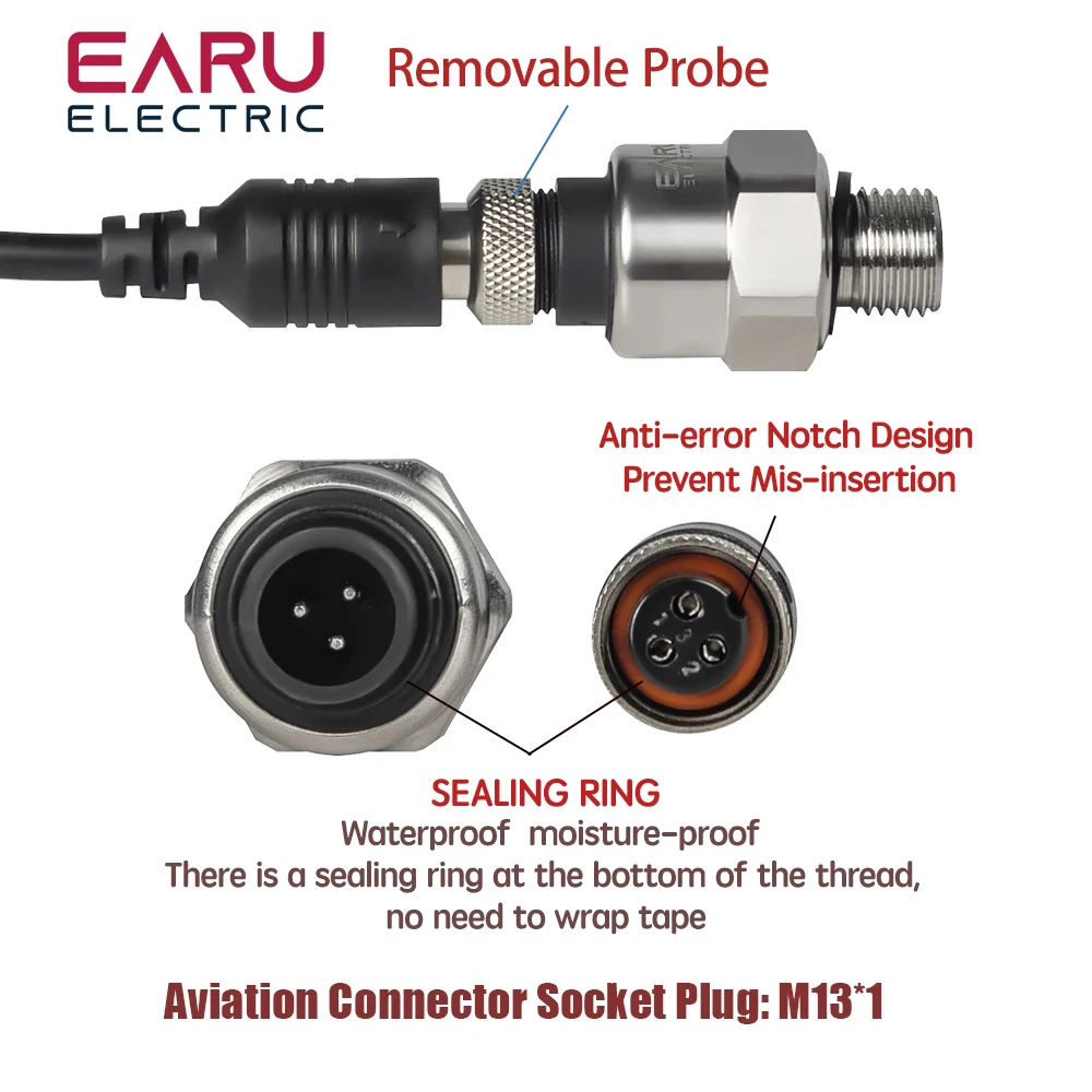 圧力トランスデューサ圧力トランスミッタウォーターポンプセンサーケーブル 1 メートル -1-0Bar 0-1Bar 4-20mA 0-5V 0-10V G1/4 0.5% FS 高精度