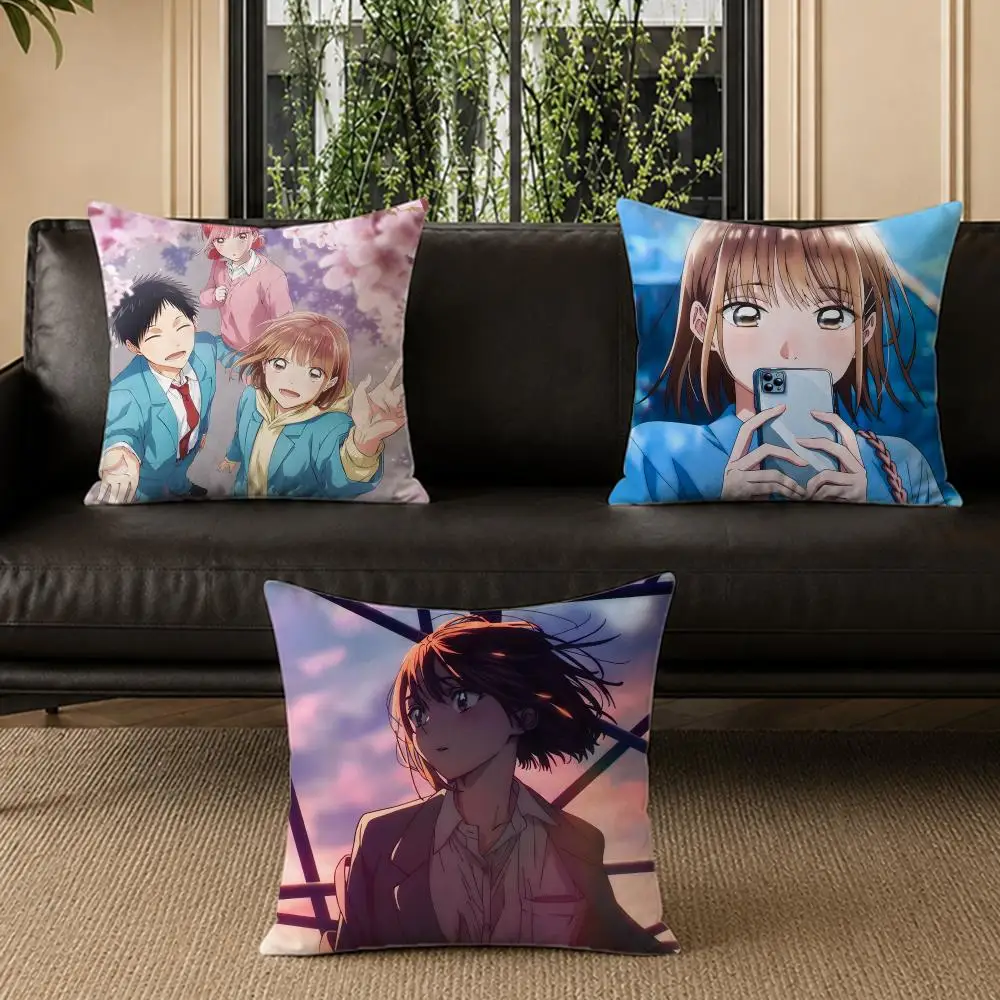 Anime BBlue Boxed Cushion Cover Washable Soft Thick Cushion Cover Decorative Pillowcase for Sofa Living Room Home