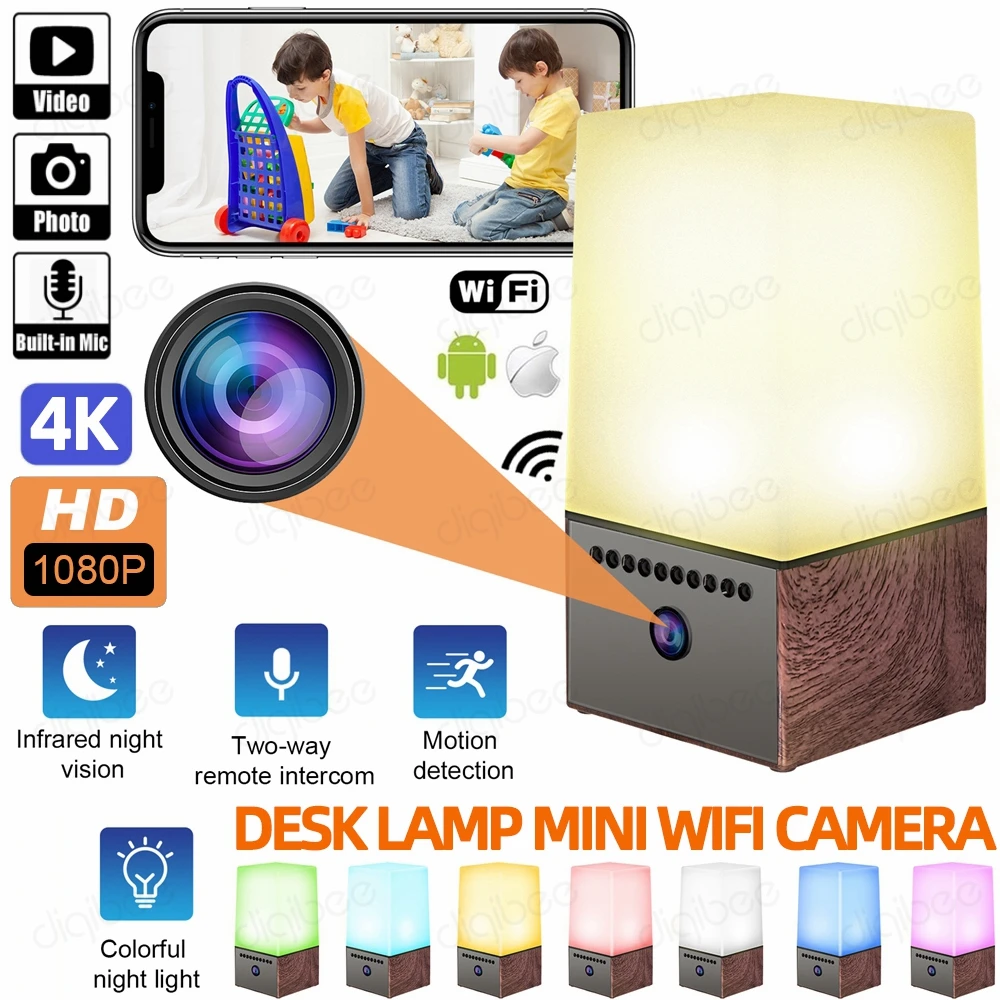 New Infrared Night Vision 4K HD 1080P Wireless WiFi Smart Home Surveillance Network IP Camera LED Colorful Night Light Desk Lamp