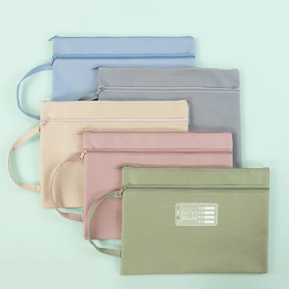 Portable A4 Size File Tote Waterproof Double Layers Document Storage Bag Foldable File Organizer Pouch