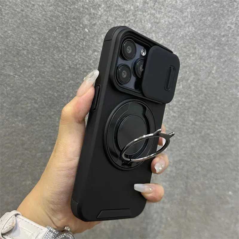 Funda Magnética Resistente de Lujo para iPhone 16 14 13 12 11 15 Pro Max Plus, con Protección Deslizante para la Cámara y Cubierta de PC