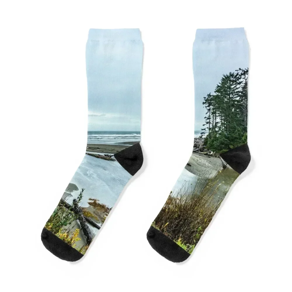 Kalaloch Creek Meets the Pacific Socks designer brand sheer Socks Male Women's