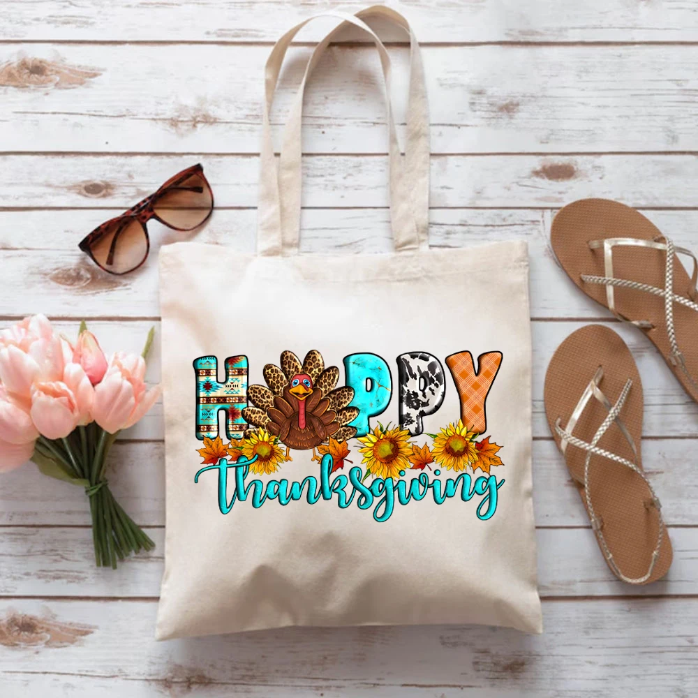 Happy Thanksgiving Women's Handbags Happy Thanksgiving Turkey Tote Bag's Pumpkin Season Women's Handbag's Thanksgiving Lady Bags image 4