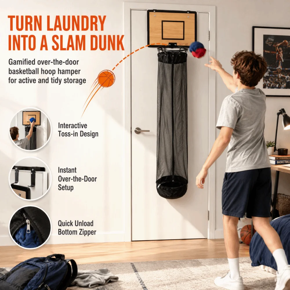 Can Be Hung Hanging Laundry Basket Net Fabric Storage No Drilling Required Wall-mounted Dirty Laundry Basket Large Capacity