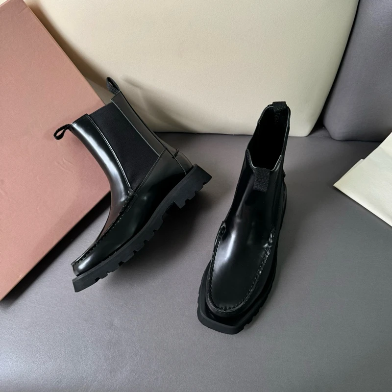 Maxdutti na jesienno-zimową modę ręcznie robione botki ze skóry bydlęcej brytyjskie Retro minimalistyczne zamki Chelsea Boots damskie