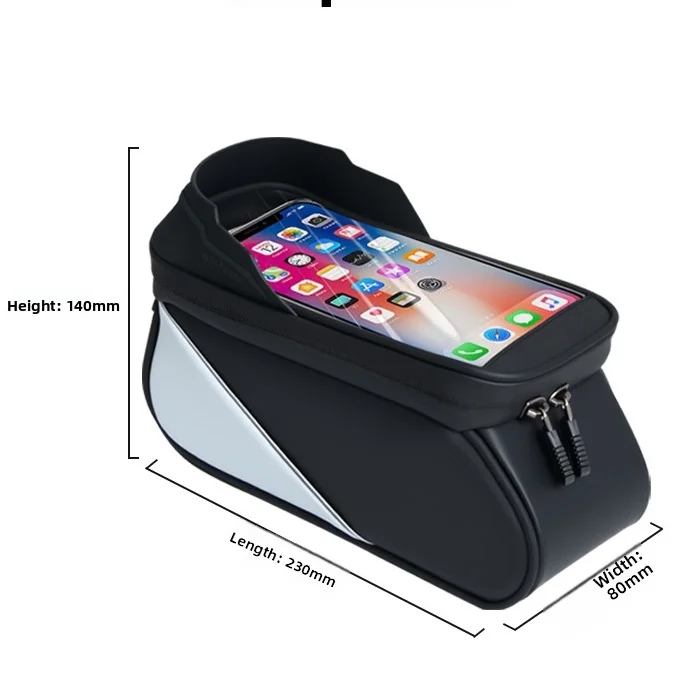 Bolsa para bicicleta, bolsa para cuadro de tubo frontal superior para ciclismo, resistente al agua, funda para teléfono de 7 pulgadas, almacenamiento con pantalla táctil, bolsa para bicicleta de montaña y carretera