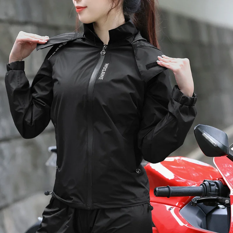 WOSAWE Waterproof Motorcycle Raincoat Men Women Motorcyclist Rider Rain Jacket Rain Pants Electric Scooter MTB Bike Rainwear