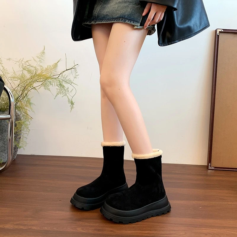 High-top Snow Boots for Women, Winter Style, Thick and Warm, 2026 New Design, One-piece Boot, Fleece-lined Cotton Shoes