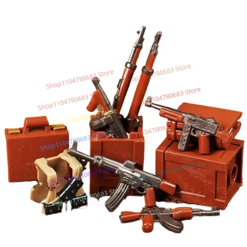 

Строительные блоки MOC, WWII, военные аксессуары для огнестрельного оружия, сборная модель, фигурка, миниатюрная кукла, декоративная игрушка в подарок