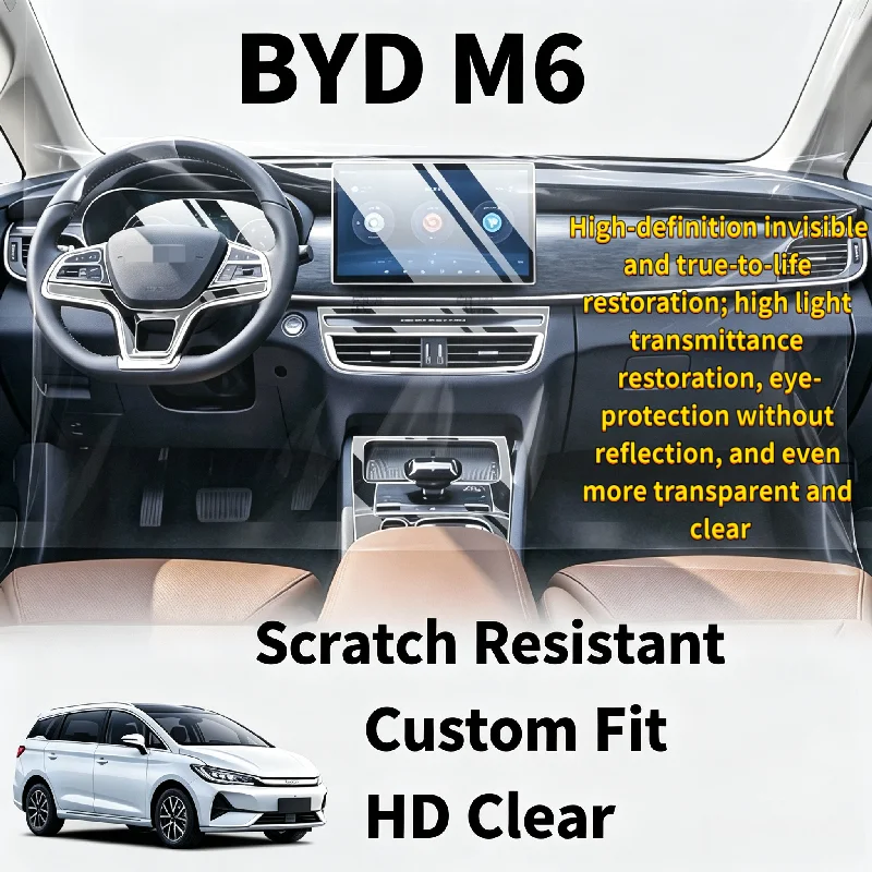 For BYD M6 interior protection center console gear shift film Hong Kong version right-hand drive car screen protector film