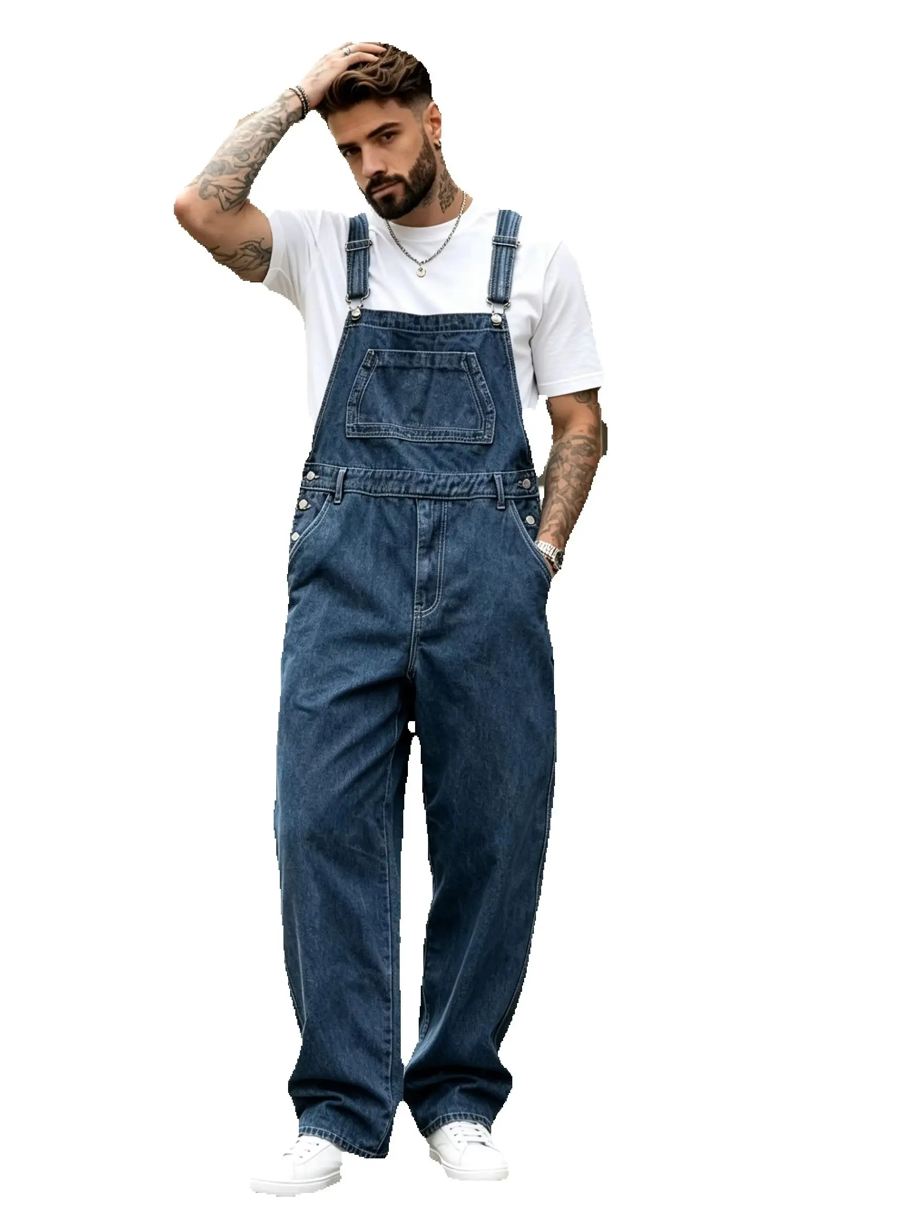 【HME】Men's Jeans | Classic American Retro Workwear Style Denim Pants Match Well with T-Shirts Sneakers and Sweatshirts, Fit for Daily Commuting Street Trips Casual Gatherings, Timeless Dark Denim Tone Fashionable All-Match Casual Pants