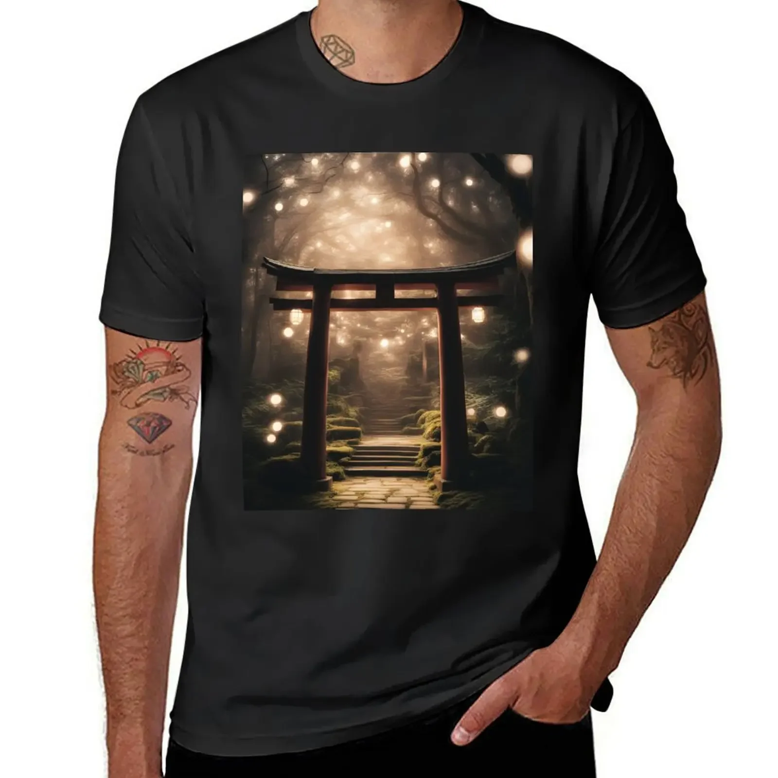 A Magical Night Under Torii T-Shirt customizeds oversizeds tops mens t shirts casual stylish