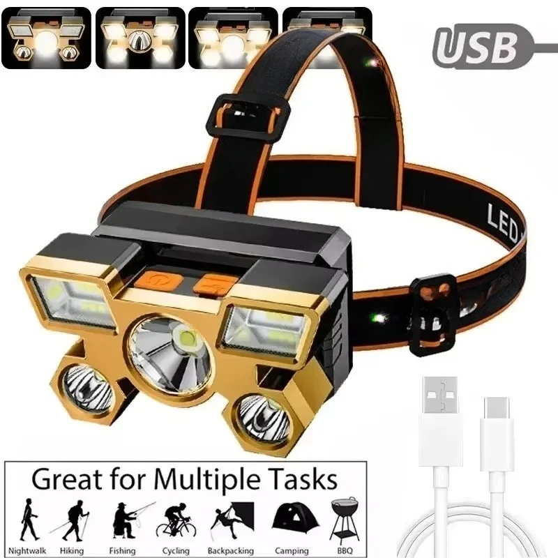 Powerful Rechargeable Head Flashlight for Fishing Led Headlamp Nitecore Camping Headlights Hunting Torch Hiking Front Lanterns