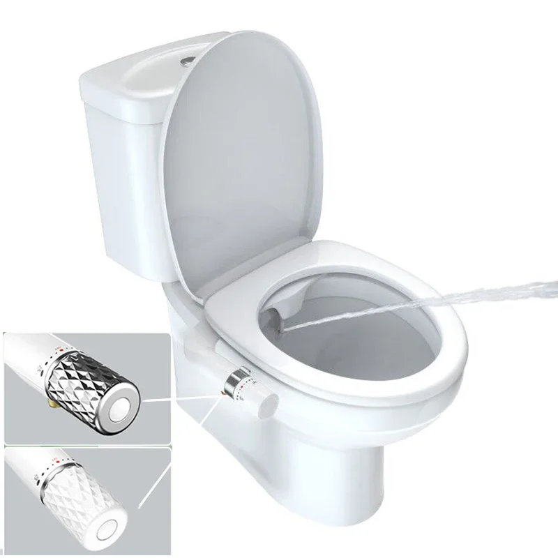 Bidet Attachment Ultra-Slim Toilet Seat Attachment Dual Nozzle Bidet Adjustable Water Pressure Non-Electric Ass Spraye Europe Ru