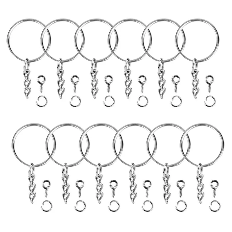 150Pcs Key Ring with Chain Split Jump Rings Set