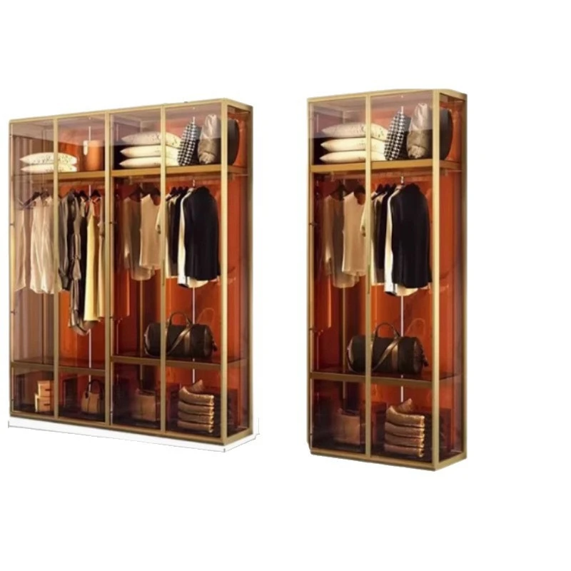 Master bedroom Eco-friendly tempered transparent glass door wardrobe, household cloakroom corner