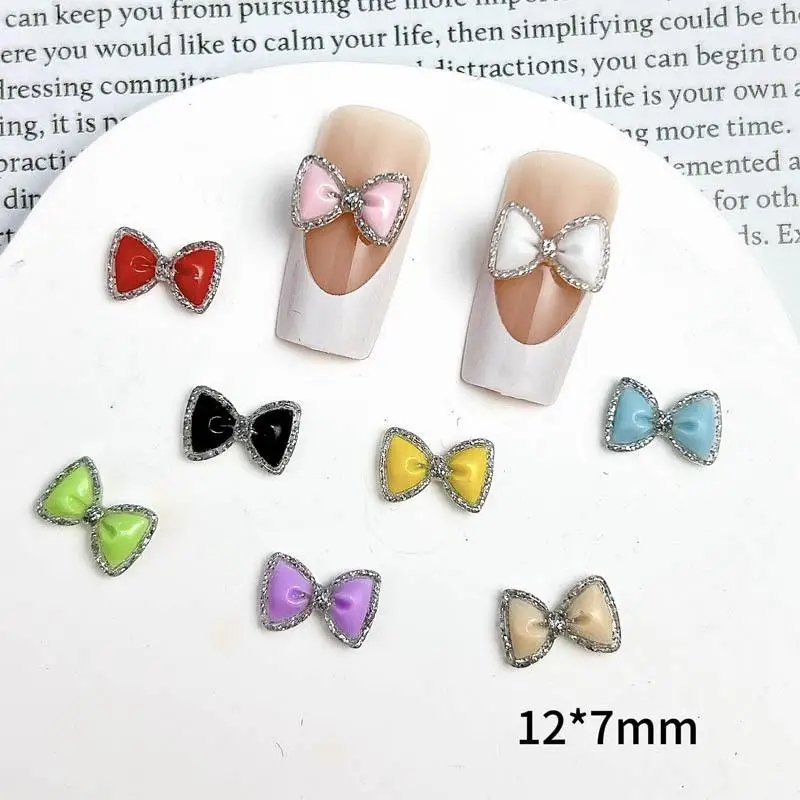 Mixed Sparkling Glow in the dark Bow Nail Charms Resin Shining Mini Colorful Bowknots Nail Art Decorations DIY Crafts Ornament