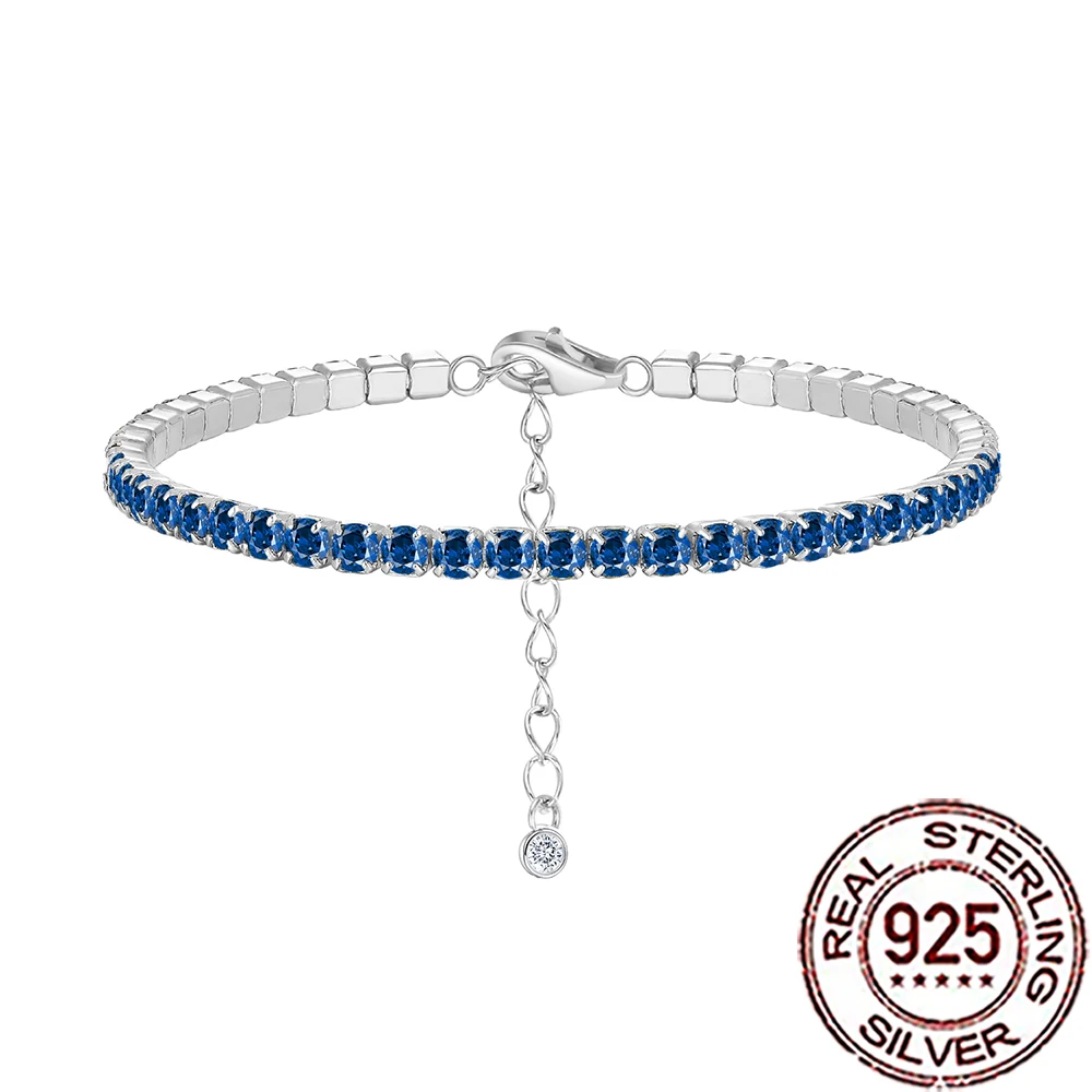 

CWWZircons, стерлинговое серебро 925, высокое качество, королевский синий CZ, циркон, регулируемый браслет-цепочка для женщин, ювелирные изделия для свадебной вечеринки SB033