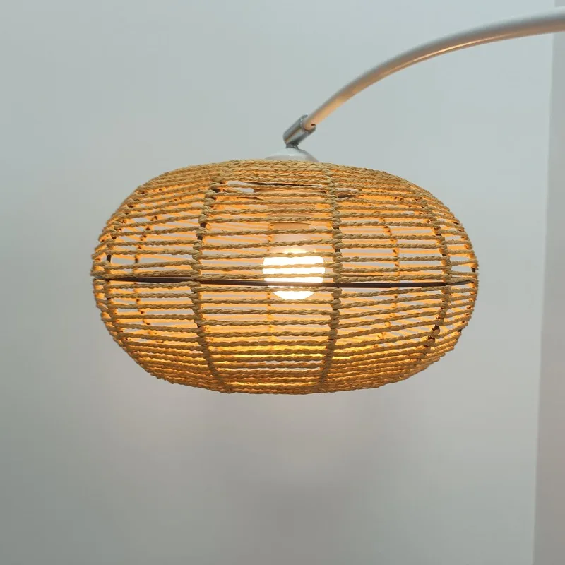 Retro Hand‑Woven Jute Rope Lampshade Spherical Rattan Lamp Cover Replacement Shade Accessory For Chandelier Pendant Light