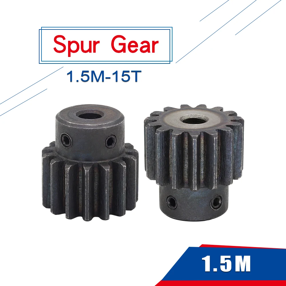 

1 Piece 1.5M15T Spur Gear Bore 5/6/6.35/8/10/12 mm pinion gear Low Carbon Steel Material High Quality gear wheel for motor