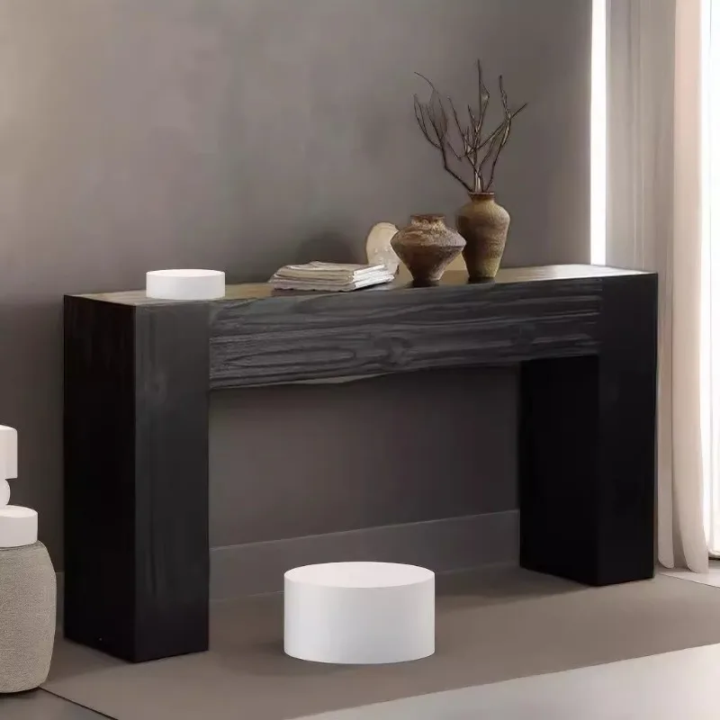 

Medieval Wabi Santilwind Solid Wood Xuantai Retro Log Homestay Wall Decoration Table Home Fireplace Living Room Shelf