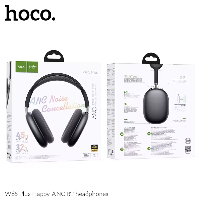 HOCO W65 Plus ANC Noise Reduction Bluetooth Headphones Over The Ear Wireless Big Earphone Hifi Sounds Sport Headsets With Button - Image 12