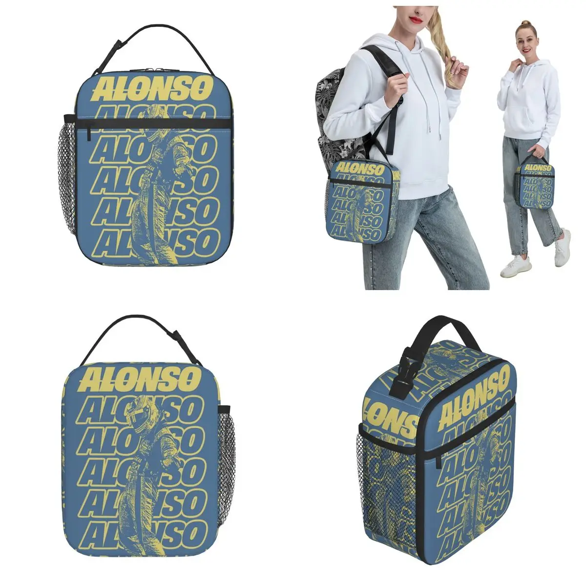 Fernando Alonso Retro Thermal Insulated Lunch Bags for Office Reusable Food Container Bags Men Women Cooler Thermal Food Box