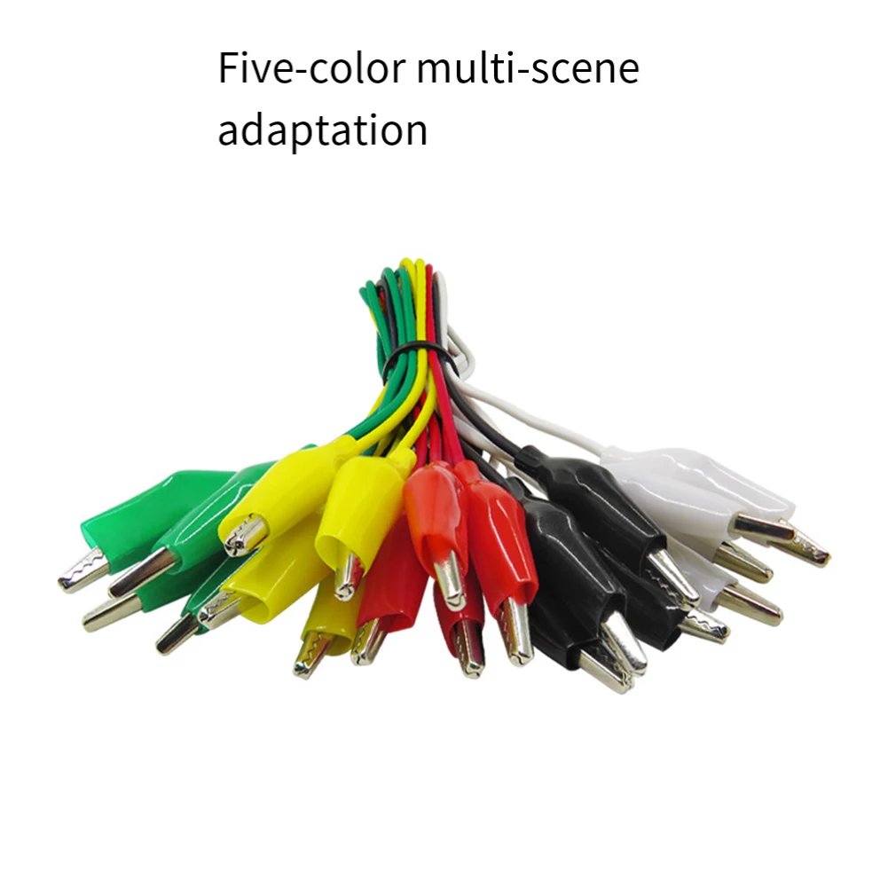 10PCS 5 Color Crocodile/ Clip To Crocodile Clip With /Cable For Industrial Testing For Electrical/ School Physics Laboratories