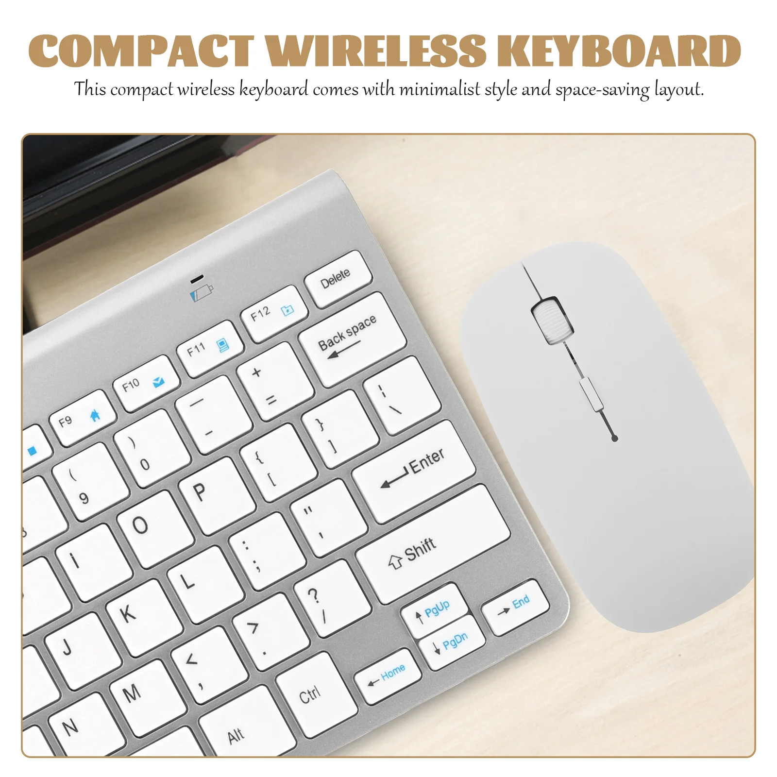 Mini Mouse Wireless Keyboard and Set Mechanical Computer Accessory Silent Silver Abs