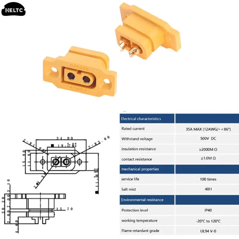 2 XT60E-F sztuk/partia XT60 XT 60 DC500V 30A-60A wtyk żeński pozłacane złącze zasilania akumulatora łączącego Adapter wysokiej jakości