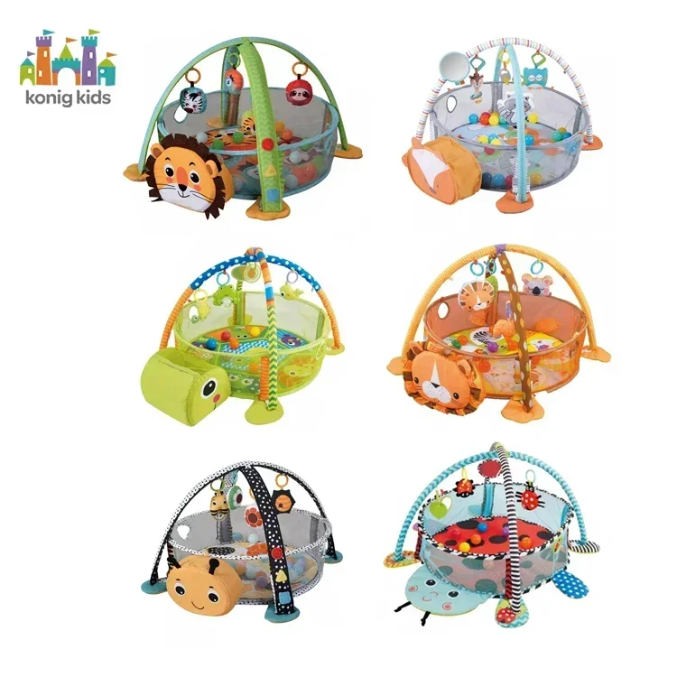 Konig-colchoneta de juegos de actividades 3 en 1 para niños, juguete de gimnasio para bebés, luces y música, Honeybee