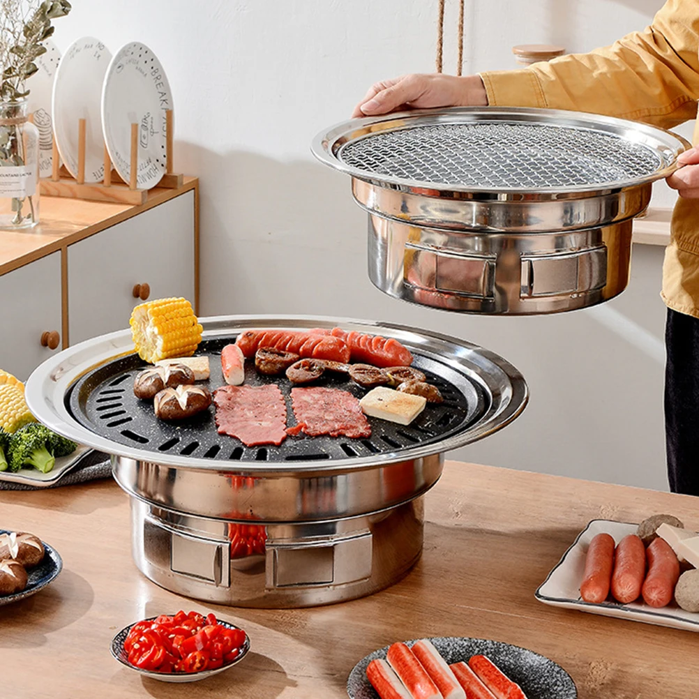 

Portable BBQ Stove Mini Korean Charcoal Grill Stainless Steel Outdoor Barbecue Oven Grilling Compact Lightweight Storage Garden