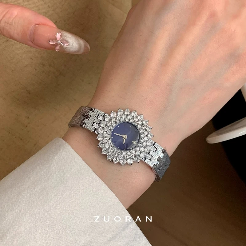 Luxury new exquisite sapphire blue women's watch fashion stainless steel waterproof temperament ladies watch relojes para mujer