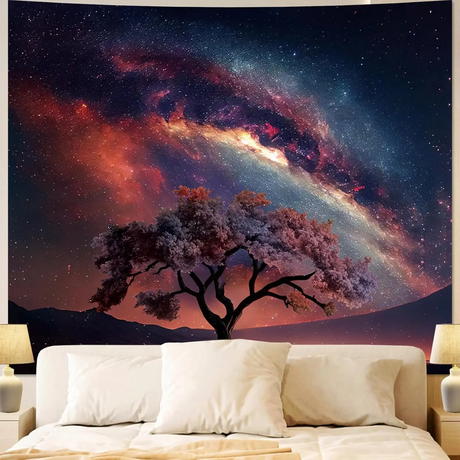 Space Galaxy Tapestry Wall Hanging for Room Aesthetic,Nature Starry Night Tree of Life Tapestries,Star Sky Poster Backdrop Decor