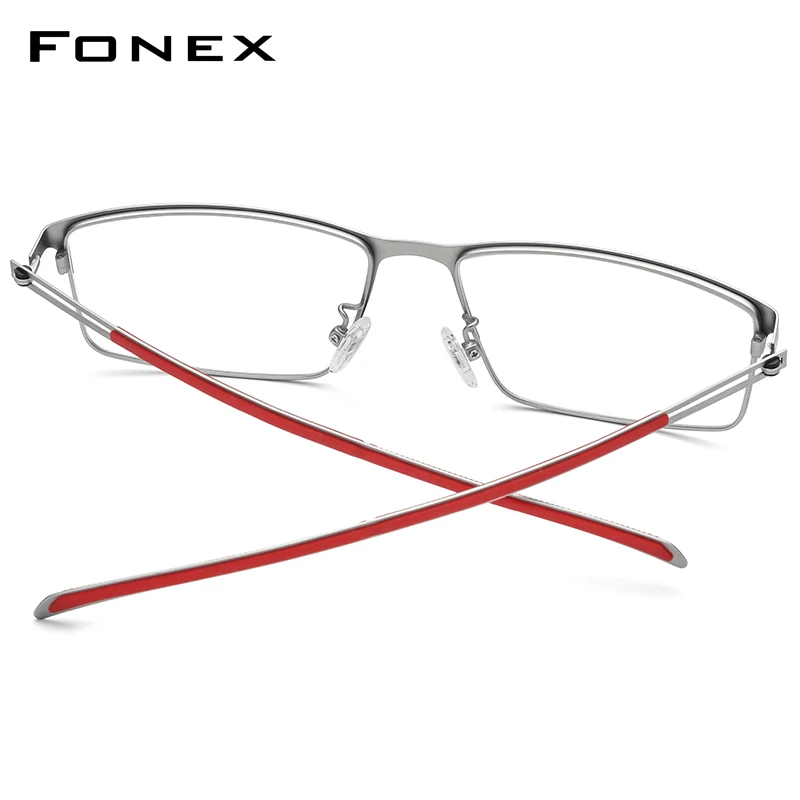 FONEX Titanium Alloy Eyeglasses Frame Men 2021 Square Glasses Frames Korean Screwless Eyewear F1010