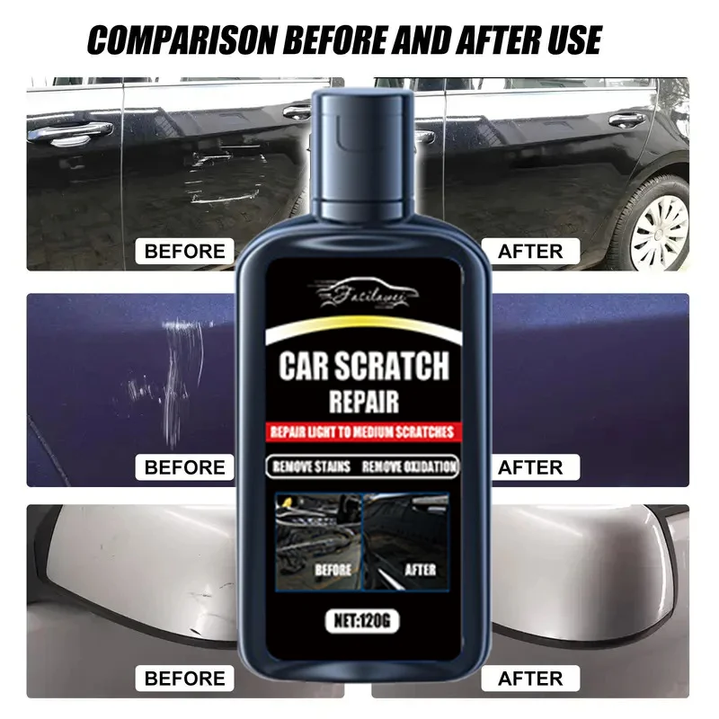 NOWY Wosk do usuwania rys 120 ml - Szybkie usuwanie rys na samochodach, wielofunkcyjny wosk polerski ochronny, do drobnych uszkodzeń.